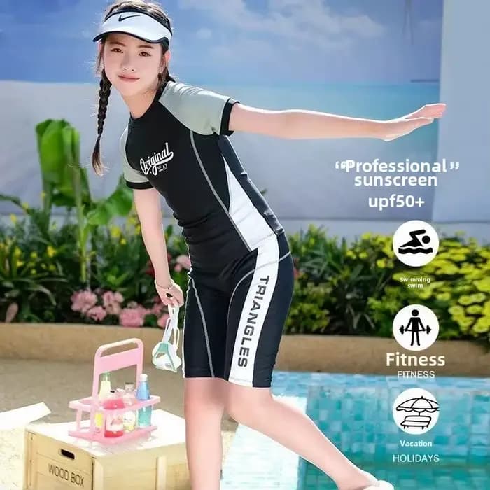 Maillot de bain professionnel pour femmes, manches courtes, séchage rapide, costume deux pièces pour enfants plus âgés, compétition professionnelle, nouvelle collection 2024