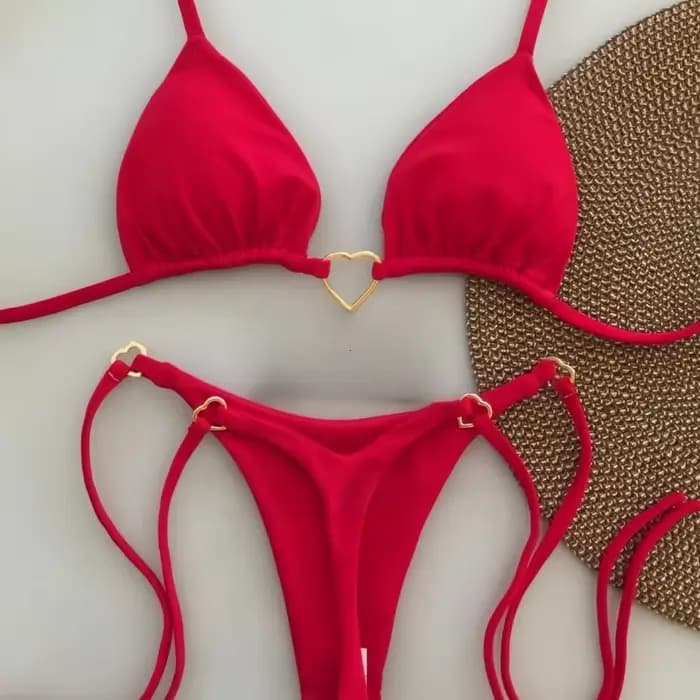 2025 couleur unie blanc Bikini femmes costume taille basse à lacets maillot de bain deux pièces ensemble maillots