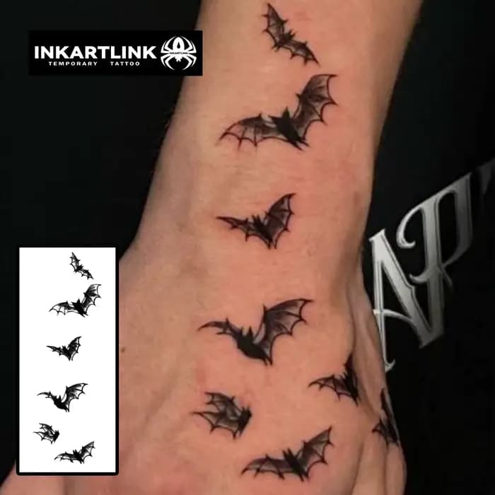 Tatouage temporaire chauve-souris, dure jusqu'à 15 jours, autocollant semi-permanent magique étanche, nouvelle technologie.