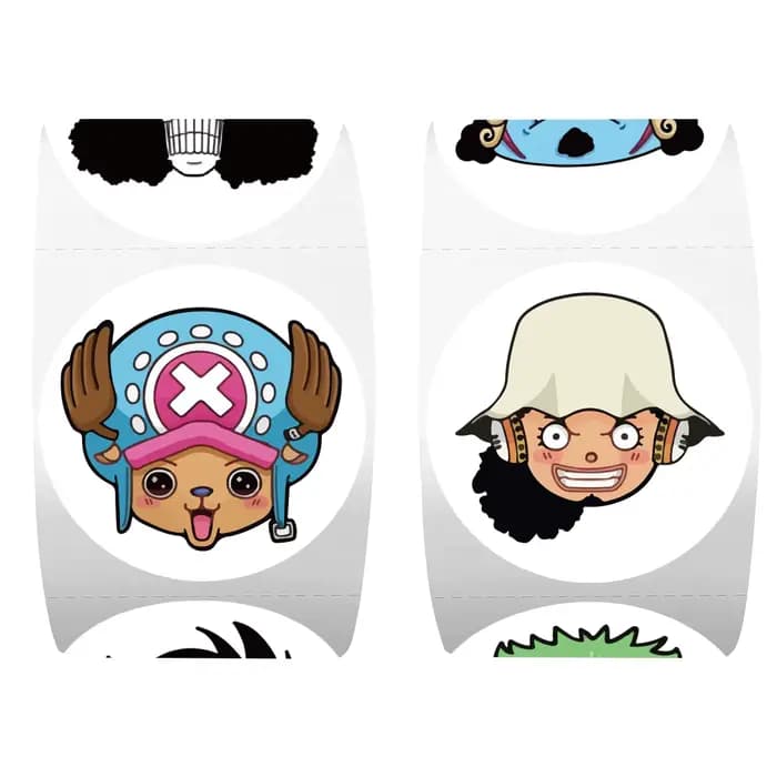 500 autocollants décoratifs Kawaii One Piece DIY en rouleau, étiquettes adhésives de dessins animés pour enfants, pour bonbons et jouets