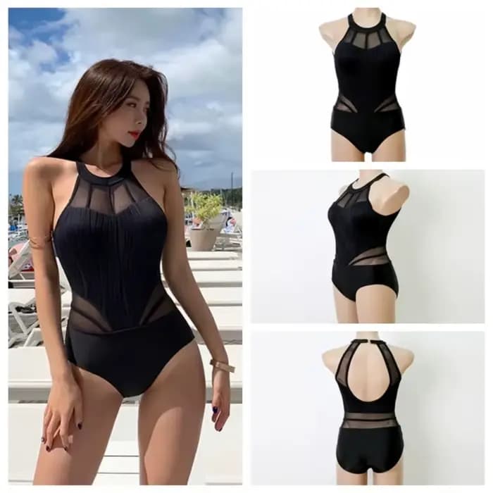 Combinaison de bain femme à séchage rapide, couleur unie, élastique, coupe ajustée, pour la plage