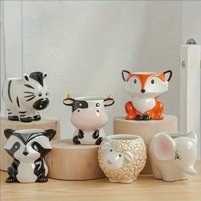 Pot de fleurs en forme d'animal de dessin animé, résistant à la corrosion, adapté à la décoration de la table, plusieurs styles disponibles, 1 pièce