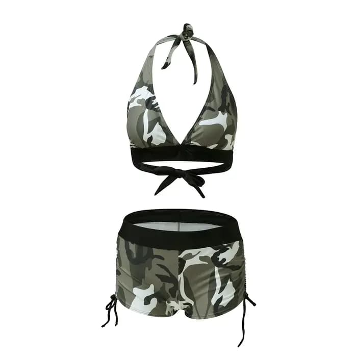 Maillot de bain camouflage 2pack imprimé maillots de bain pour dames fendu avec maillot de bain couleur Push deux maillots de bain courts pour femmes