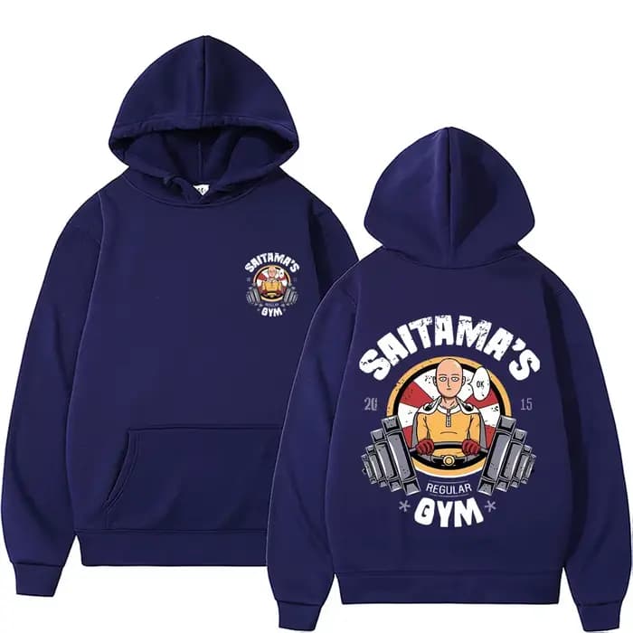 Anime One Punch Man Saitama Saitama's Gym drôle Meme sweat à capuche hommes femmes décontracté polaire sweat à capuche en coton hommes surdimensionné sweat