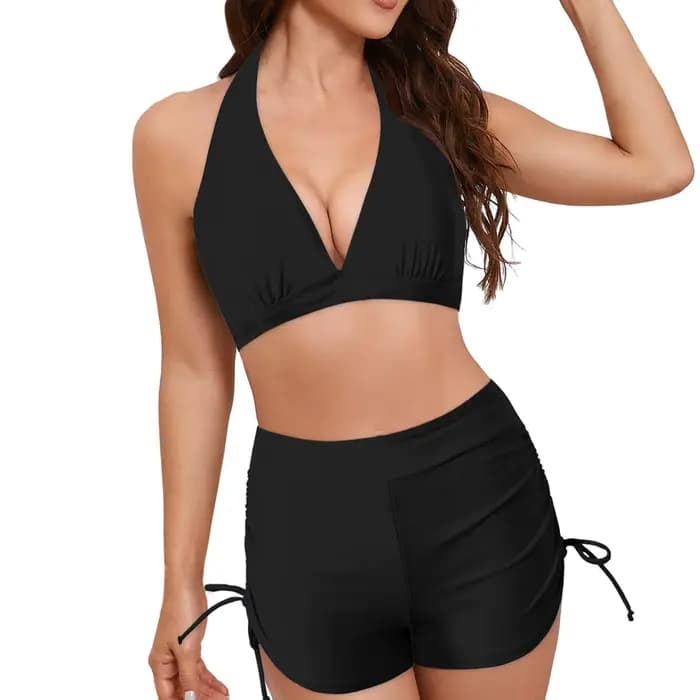 Maillot de bain deux pièces taille haute pour femme