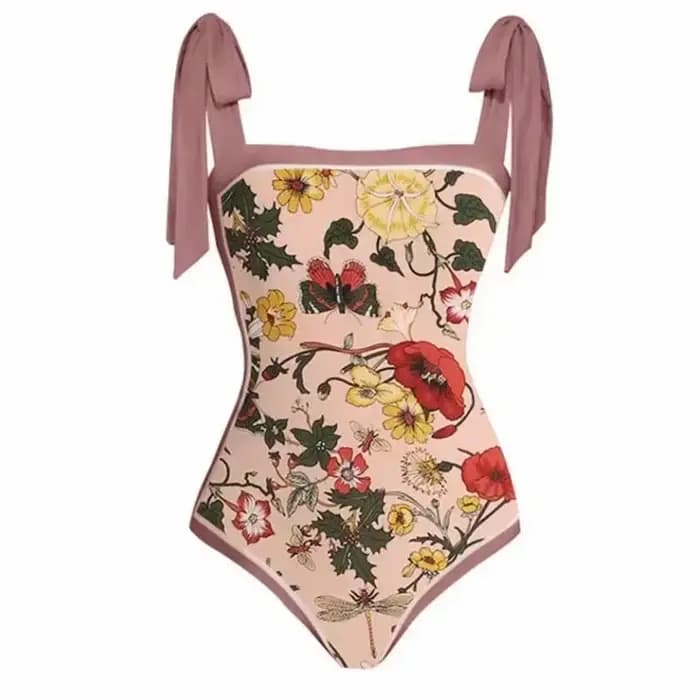 Maillot de bain une pièce imprimé rétro pour femmes