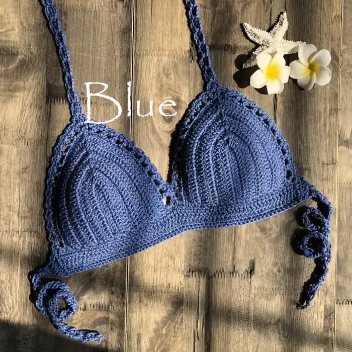 CROCHET BIKINI-Haut crop top tricoté à la main pour femme