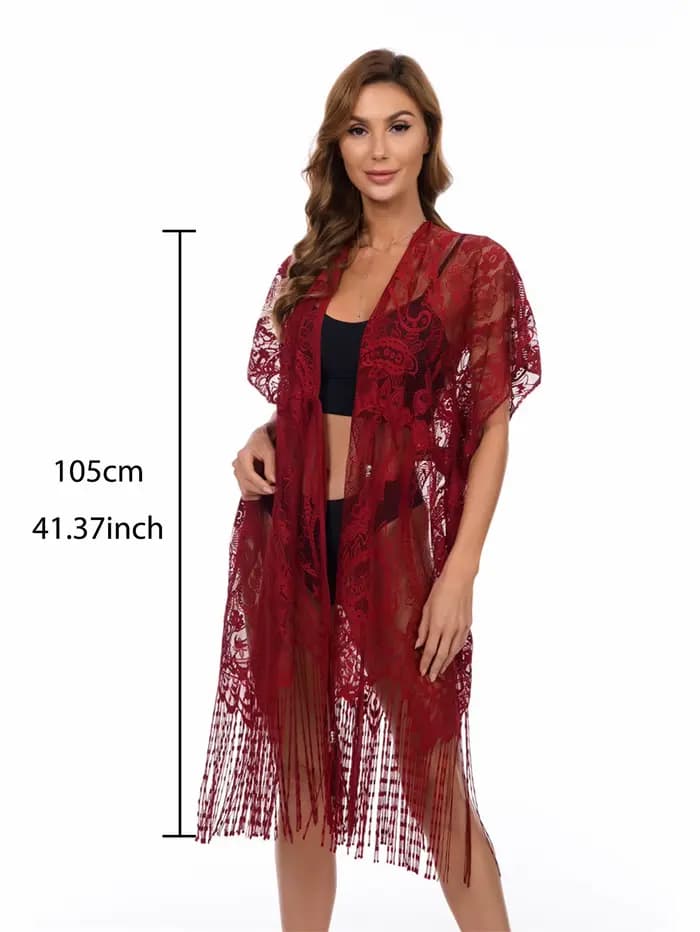Longue robe de plage en dentelle florale pour femmes
