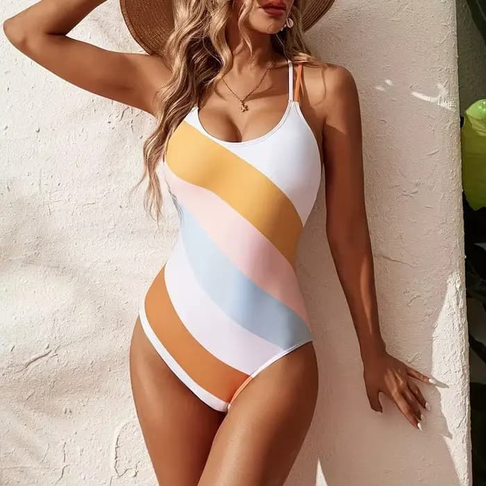 Nouveau maillot de bain une pièce de Sport rayé pour femmes maillots