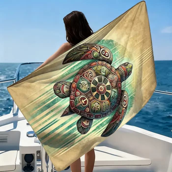 Serviette de plage en forme de tortue de mer