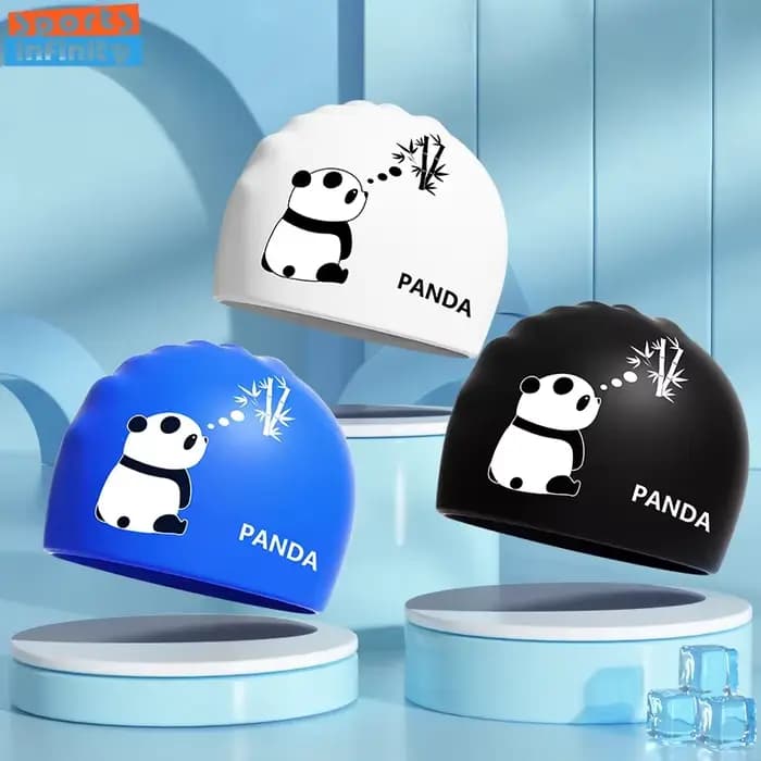 Bonnet de bain en Silicone imprimé Panda pour hommes et femmes