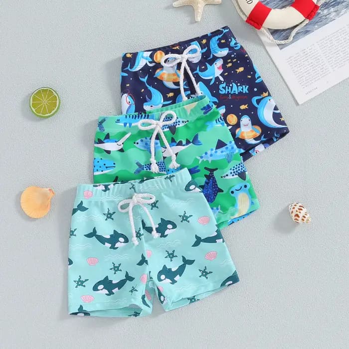 Maillot de bain imprimé requin pour enfants, short de bain pour garçons, short de bain pour enfants, bas de maillot de bain imbibés, taille élastique, nouveauté