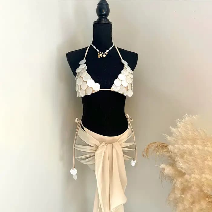 3 pièces Shell maillot de bain Bikini avec jupe maillots