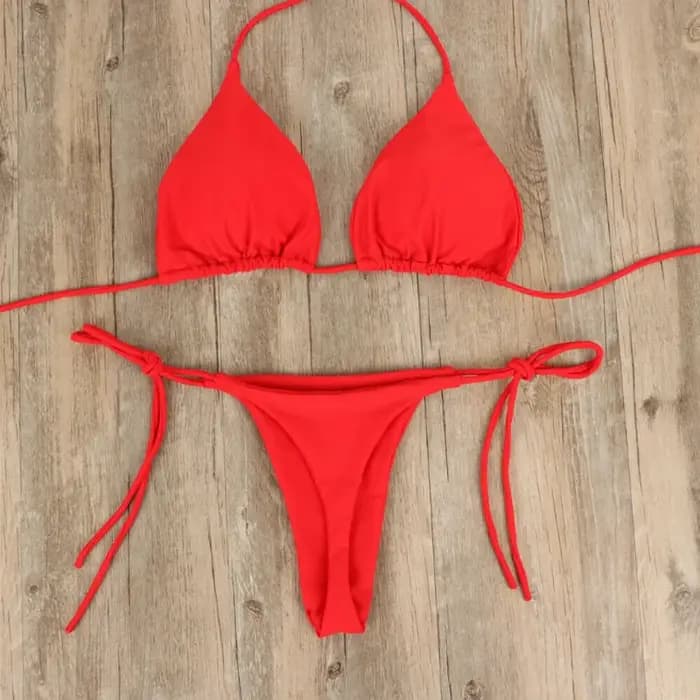 Femmes string Bikini ensemble côté cravate Sexy maillot de bain Style bandeau