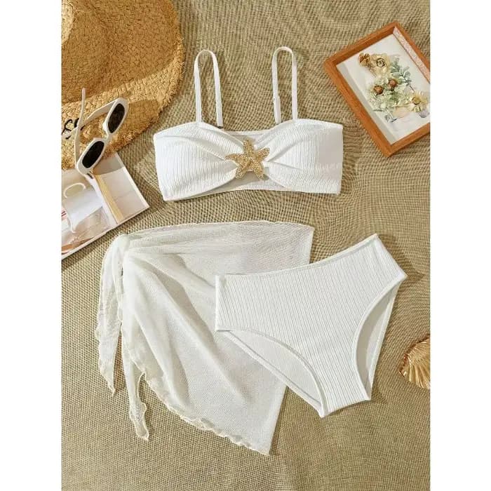 Maillots de bain trois pièces pour adolescentes UNITIM, ensemble de maillots de bain bikini pour filles avec étoile, 8-12 ans, maillot de bain pour plage et piscine