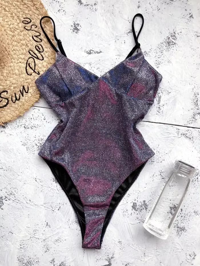 Nouveau Sexy paillettes une pièce maillot de bain pour les femmes Bling-bling découpé maillot de bain Monokini string maillot de bain été maillot de bain baigneur