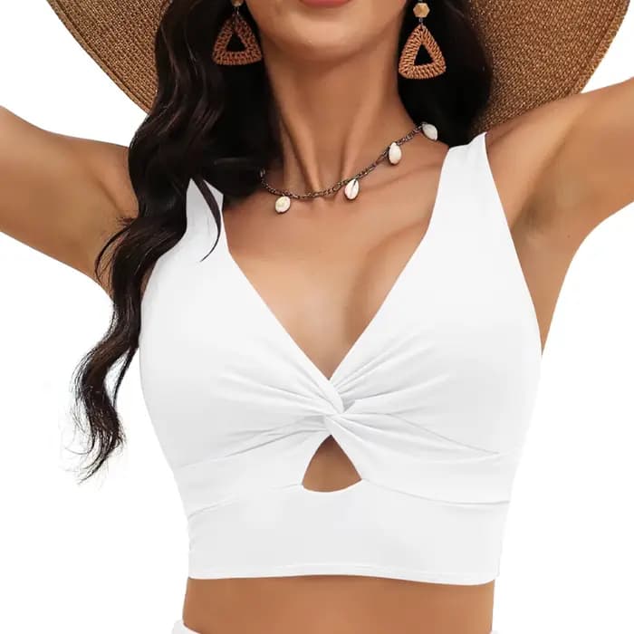 Maillot de bain pour femme haut couleur unie Bikini