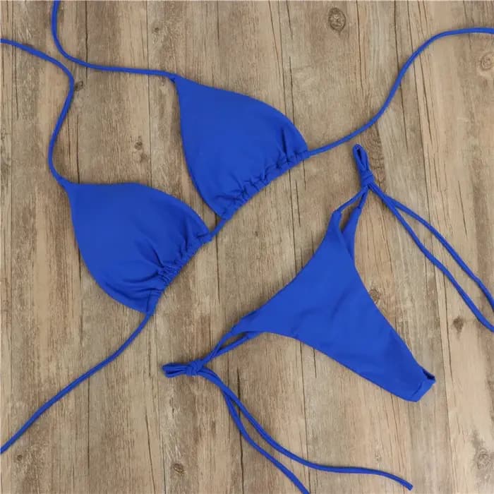 Ensemble bikini sexy 2025 couleur unie avec haut dos nu