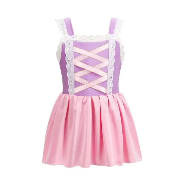 Maillot de bain une pièce pour filles inspiré de la princesse Raiponce, robe de bain violette et rose avec couronne de fleurs, lunettes de soleil, vêtements de plage pour enfants