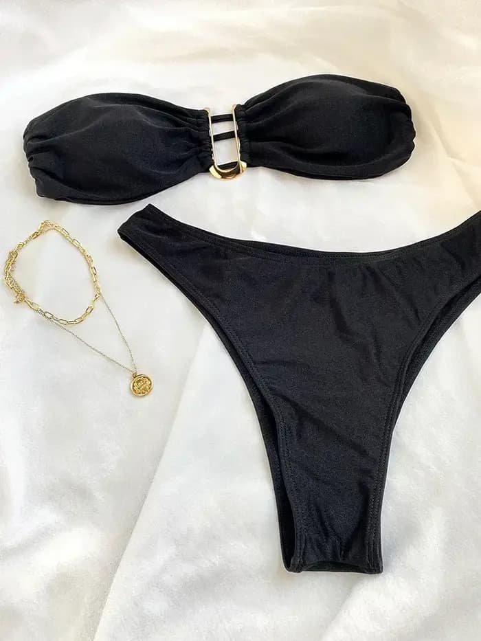 Ensembles de bikinis pour femmes, maillots de bain deux pièces, maillot de bain sexy taille haute en métal pour femme, monokini, maillot de bain, biquini, bakini