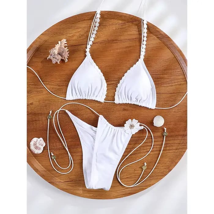 Maillot de bain blanc Rinabe à fleurs