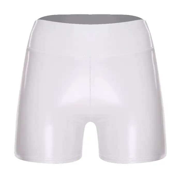 Shorts en PU effet mouillé pour femmes, taille haute, extensible, skinny, short brillant, short sexy