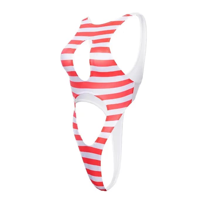 Femmes Sexy brillant une pièce Double creux couleur bloc sans manches haute fente string maillots de bain serré body maillot de bain maillots de bain