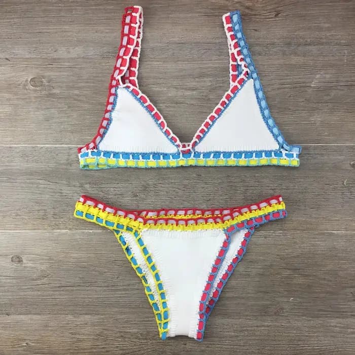 Sexy Bikinis été femmes maillot de bain crocheté à la main Bikini ensemble maillots
