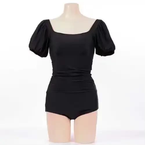 Maillot de bain une pièce tendance avec manches lanternes et dos nu pour femme