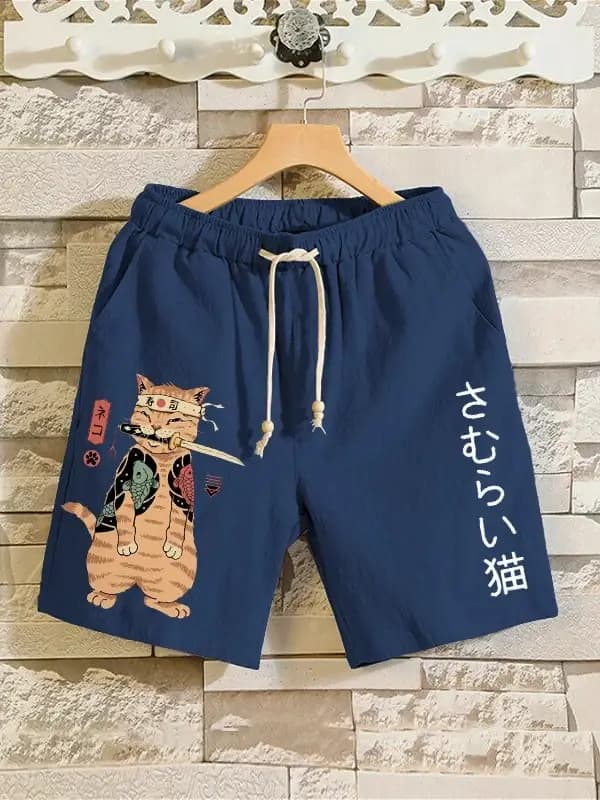 2025 été 3D Anime japonais samouraï chat Shorts troncs séchage rapide plage natation Shorts femmes hommes Hip Hop pantalons courts Shorts 6xl