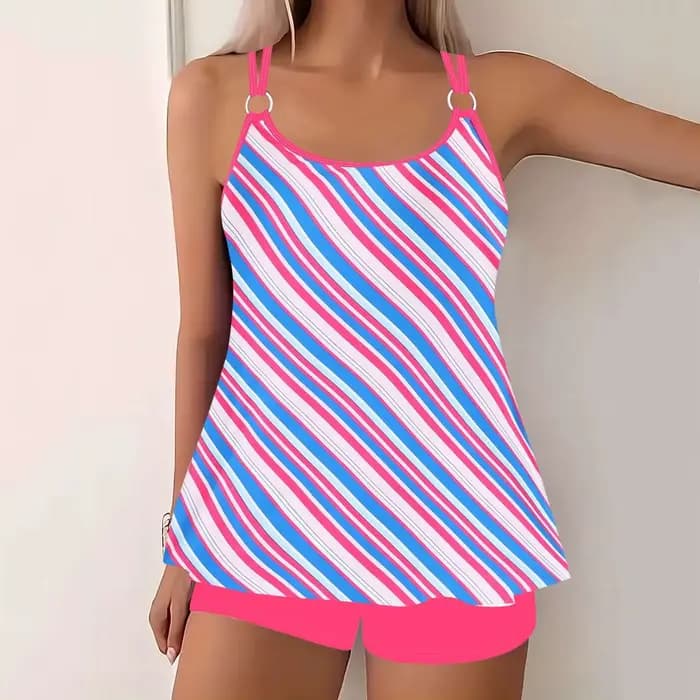 Maillot de bain deux pièces grande taille pour femme, tankini amincissant, couvrant le ventre, avec short conservateur pour la natation et les sports nautiques