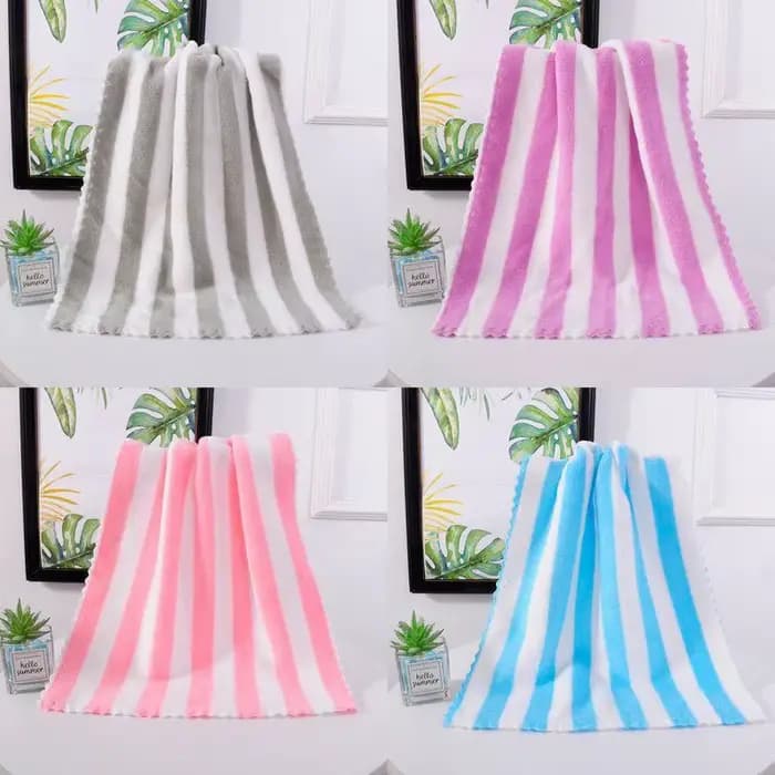 Nouvelle serviette épaisse absorbante, serviette de visage rayée en velours corail, serviette de bain à séchage rapide, serviette de plage, serviette de bain pour la maison