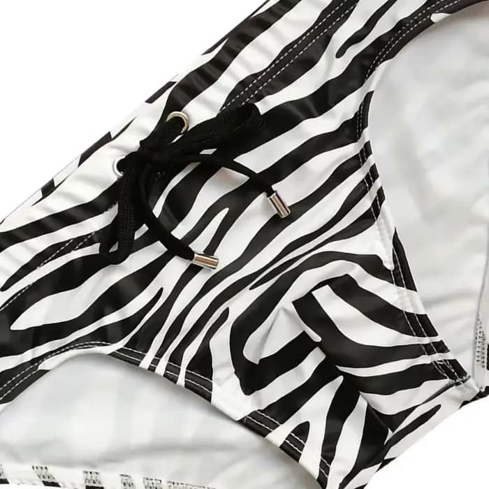 Maillot de bain sexy taille basse pour homme, bikini, slip de bain zèbre à séchage rapide, poudres de contour, string de proximité, short de plage trempé