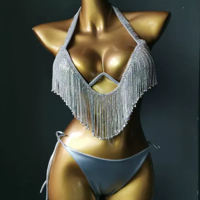 Maillot de bain avec strass et pierres scintillantes, ensemble Bikini, diamants, bikini, vacances, 2