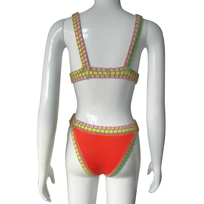 AndrCrochet Floral Bikini Set pour femmes, Réversible, Fait à la main, Destroy, Unique, Boho Bathing, Summer Vacation, Sexy Swimsuit