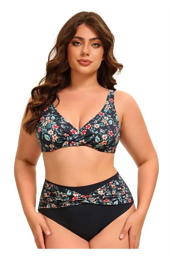 Ensemble bikini 2 pièces taille haute pour femmes grandes tailles