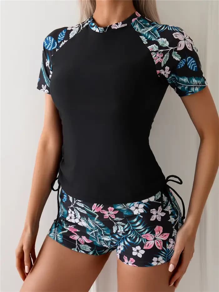 Maillot de bain de surf imprimé 2026 à manches courtes pour femme