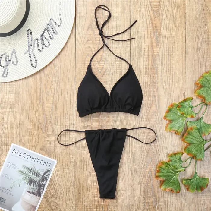 Ensemble de bikini pas cher et abordable, maillot de bain sexy pour femme, idéal pour les fêtes à la piscine, bikini triangle doux avec lacets, maillot de bain de plage