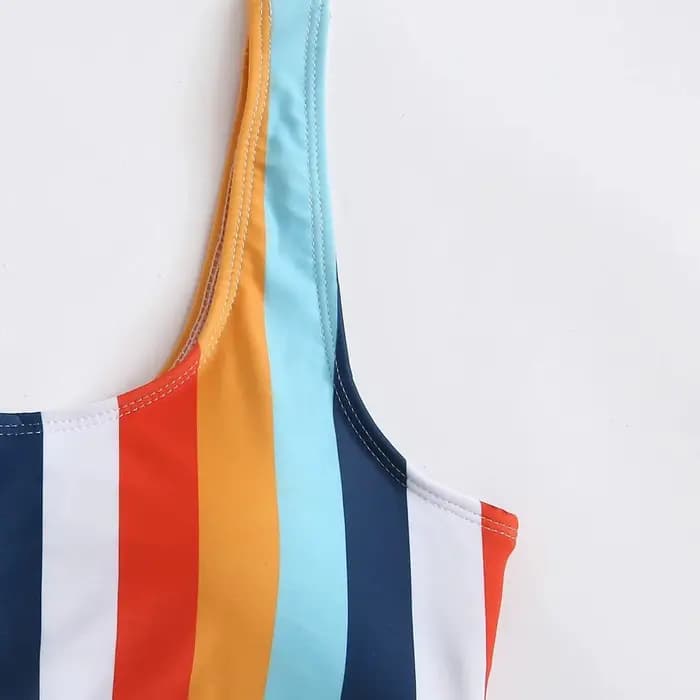 Maillot de bain à rayures, sexy, soutien-gorge push up, culotte taille haute, col licou, ensemble de