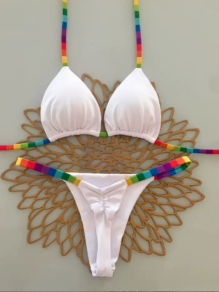 Maillot de bain Trikini imprimé string 2026 rembourré pour femme, maillot de bain brésilien sexy, te