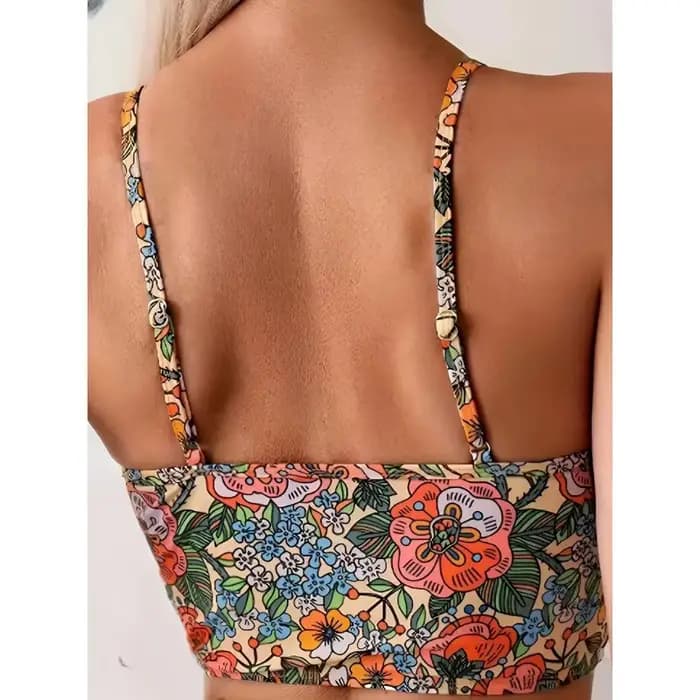 Ensemble bikini sexy pour femme, maillot de bain deux pièces à imprimé floral, taille haute, tenue de plage estivale