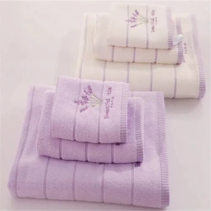 Serviette de bain brodée en pur coton de haute qualité, serviette/serviette pour le visage parfumée à la la lavande, douce, à séchage rapide et très absorbante