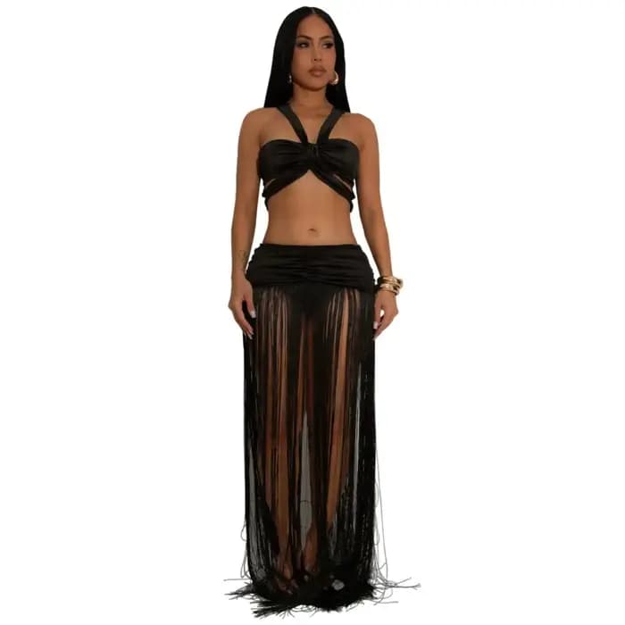 Maillot de bain jupe Cover-up 2 pièces ensemble femmes haut court