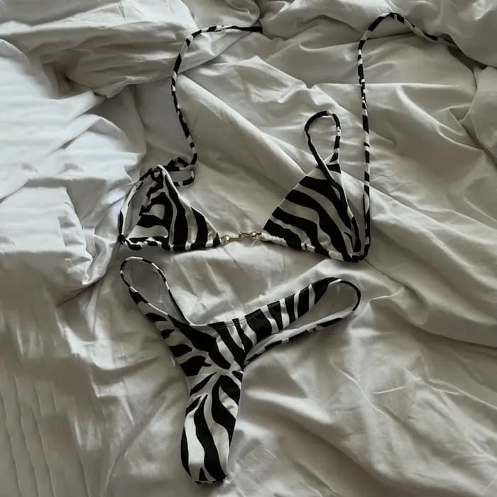 Ensemble bikini femme 2026 sexy argenté métallisé