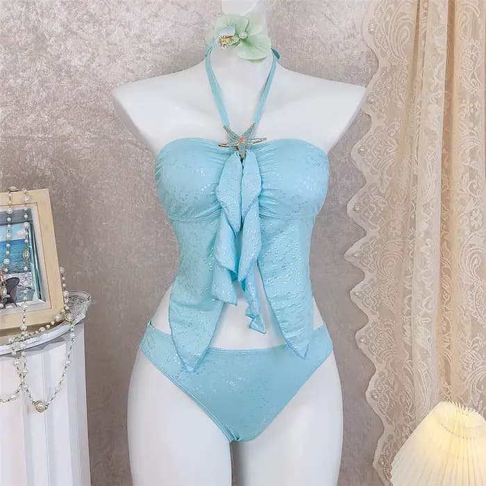 Nouveau maillot de bain deux pièces pour femme, taille S-XL, style tankini halter avec étoile métall