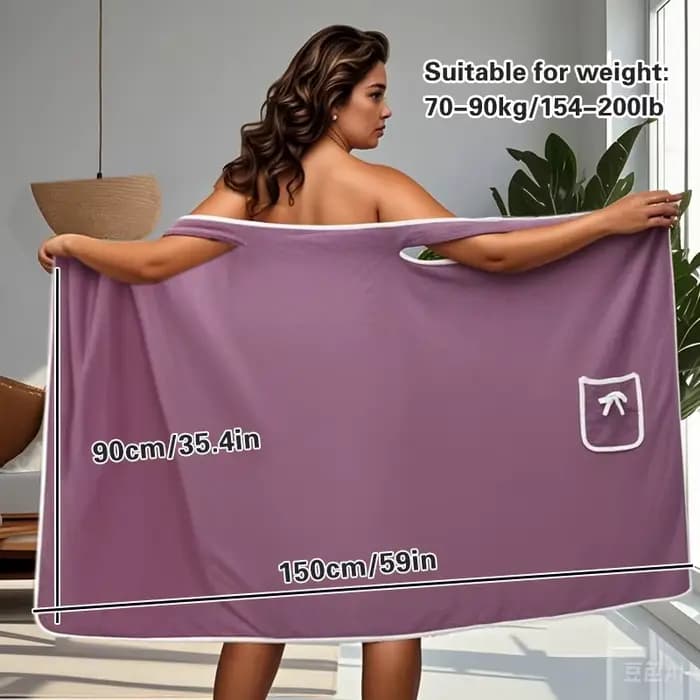 Serviette de bain portable pour femmes et filles – 90×150 cm, séchage rapide, idéale pour la plage, le spa, la salle de sport et la maison, peignoir et débarbouillette doux