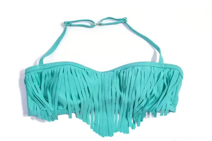 Tassle solide licou filles enfants Bikini ensemble été plage mignon adolescent maillots de bain