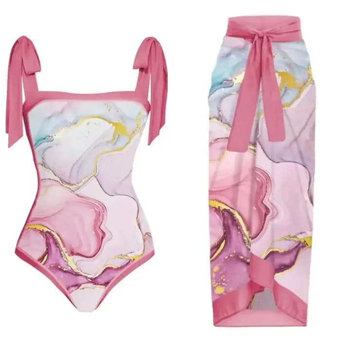 Maillot de bain brésilien deux pièces, imprimé floral, élégant, à lacets, culotte taille haute, moulant, sexy, dos nu, à volants, bikini, ensemble pour la plage, 2024