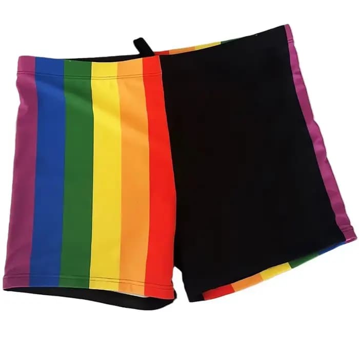 Short de bain à rayures arc-en-ciel pour hommes, maillot de bain moulant avec corde à nœud, vêtements de sport confortables pour la maison, nouvelle collection 2024