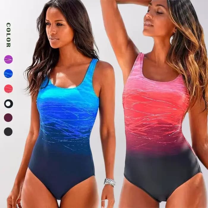 Maillot de bain une pièce dos nu, Sexy, pour femmes, imprimé dégradé, accessoires de bain, taille S-2XL
